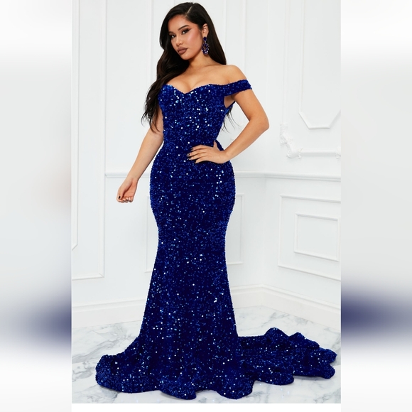 Fashion Nova Dresses & Skirts - Adorable Sequin Royal Blue Maxi Dress